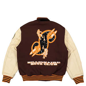 Custom <b>Men's</b> Wool Letterman <b>Real</b> Leather Varsity Jacket <b>Black</b> with Red Color Embroidery Logos Patches and Labels Jacket for <b>Men</b> - Product Image 4