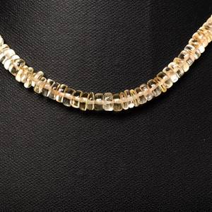 Collar de cuentas Citrine Heishi, collar de cuentas con forma de neumático Citrine Heishi de alta calidad, Gargantilla hecha a mano con piedras preciosas naturales - Product Image 2