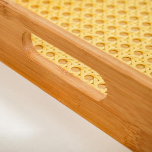 ชุดถาดเสิร์ฟไม้ไผ่ธรรมชาติพรีเมียม พร้อมหูจับแบบเจาะรู ลายหวาย เป็นมิตรกับสิ่งแวดล้อม สำหรับอาหาร ใช้ในบ้าน ห้องครัว - Product Image 6