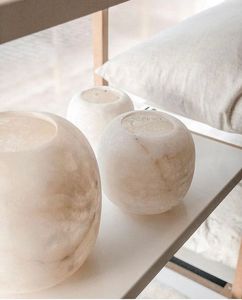 Bougeoir de lumière de thé de conception fabuleuse la plus grande bougeoir de marbre blanc naturel de qualité pour le bougeoir décoratif à la maison - Product Image 5