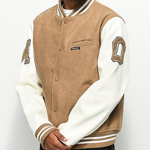 Blouson Bomber Homme Personnalisable Style Universitaire en Fourrure de Mouton Écologique Respirant et Imperméable pour l'Hiver - Product Image 1