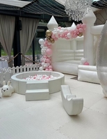 Ensemble de Jeu Souple en Mousse pour Enfants Blanc, Intérieur Extérieur, Location pour Anniversaire, Équipement de Jeux Doux avec Château Gonflable