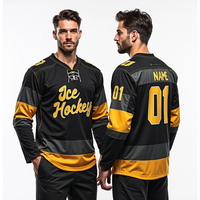 Maillot de hockey brodé personnalisé en sergé cousu et coupé Uniforme de hockey sur glace de la Pro League avec logo de l'équipe