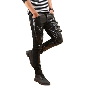Top Brand Arrival Mens Korean Gothic Punk Fashion Canvas Fabric Eco-Friendly Waterproof Faux Leather Pants <b>Drawstring</b> <b>Trousers</b> - Product Image 4
