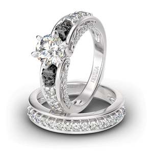 Jeulia Two Tone Sterling Silver <b>Skull</b> <b>Ring</b> Set for Party - Product Image 2