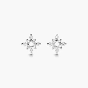 Boucles d'oreilles clous tendance en diamant rond taille brillant 0,10 carat, diamant de laboratoire en or massif 14 carats, pour usage quotidien, cadeau pour femme - Product Image 2