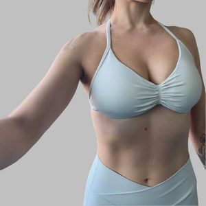 Logo personnalisé Gym Workout Halter Sports Fashion de haute qualité pour femmes Nouveau soutien-gorge de sport à impact élevé sans couture Soutien-gorge dos nu pour femmes - Product Image 1