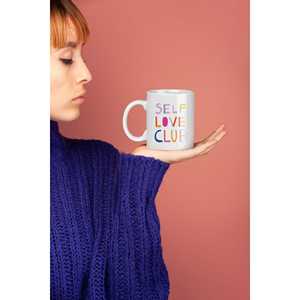Taza de Diseño Moderno 'SELF LOVE CLUB' de Gres, Apta para Lavavajillas, Impresión por Sublimación, Transferencia de Calor para Presentaciones en Cafeterías - Product Image 2