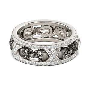 Jeulia Two Tone Sterling Silver <b>Skull</b> <b>Ring</b>-round Cut Anniversary Gift - Product Image 2