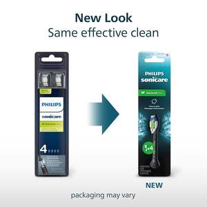 Philips Sonicare W DiamondClean - Cabezales de repuesto originales para cepillo de dientes eléctrico, negros, paquete de 4, suministro para un año, HX6064/95 - Product Image 5