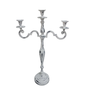 Antique Decorative 3 Arms Metal <b>Candle</b> Stand <b>White</b> Wash Aluminum <b>Candle</b> <b>Pillar</b> Holder for Christmas & Wedding Decor - Product Image 6