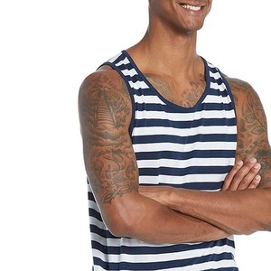 Nueva llegada de secado rápido transpirable Casual Streetwear gimnasio camisetas sin mangas ropa de hombre rayas entrenamiento camisetas sin mangas de los hombres - Product Image 3