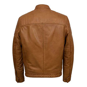 Chaqueta para Hombre 100% Cuero Vacuno Premium, Chaqueta de Cuero de Alta Calidad con Tela de Lana, Cuello Alto, Temporada de Invierno, Servicio OEM - Product Image 4