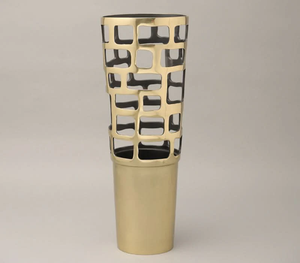 Vase Wax & Wane Vase en verre gris fumé avec accent feuille d'or Vase à fleurs décoratif moderne de luxe pour la maison, le bureau et l'hôtel - Product Image 5