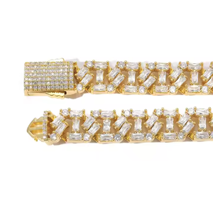 Collar de cadena cubana cuadrada con escalera de 16mm para hombre, estilo clásico de Miami, moderno, plateado y chapado en oro, Baguette cultivada en laboratorio, regalo de diamantes - Product Image 5