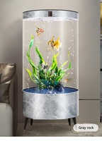 Aquarium moderne sur pied en verre rond de grande taille avec filtration continue, capacité de 250 L, fonctionnement automatique pour salon