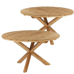 MEUBLES DE JARDIN D'HÔTEL MEUBLES D'EXTÉRIEUR EN BOIS DE TECK MEUBLES D'EXTÉRIEUR EN BOIS TABLES À MANGER RONDES - Product Image 2