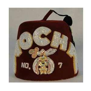 Nuevo MASONIC SHRINERS JEWELED FEZ KOSAIR HAT & FEZ HAT CON BORLAS Fez en todos los colores y tamaños Y NÚMERO DE NOMBRE Y Estuche - Product Image 2