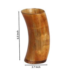 Vaso de cuerno vikingo de 6 \ "de inspiración Medieval auténtica, juego de vino de cerveza, recipiente ceremonial pulido, artesanías naturales, animales - Product Image 2