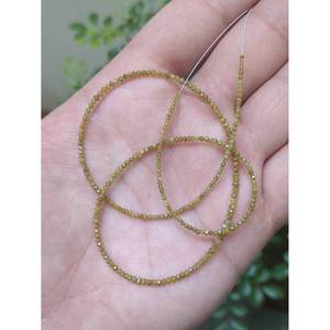 Perle de diamant jaune facettée 100% naturelle de haute qualité, collier de perles de diamant jaune étincelant - Product Image 2