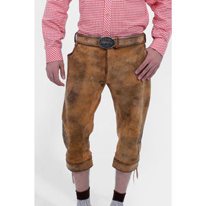 Pantalones de cuero con botones duraderos para hombre, cintura media, cintura alta, alemán, bávaro, pierna recta ajustada plana para Otoño e Invierno - Product Image 1