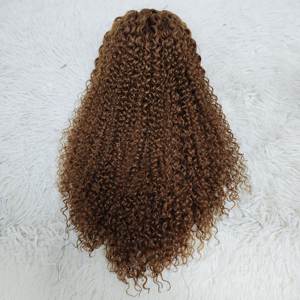 Promotion $88 4x4 Hot Sale Lace Closure <b>Human</b> <b>Hair</b> <b>Wigs</b> 22inch Jerry <b>Curly</b> Color 30# 11A 270gram 300% Density Wholesale Factory - Product Image 3
