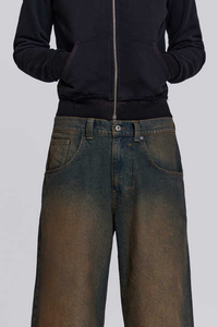 กางเกงยีนส์ผู้ชายทรงตรงแบบคลาสสิก ผ้าคอตตอน 100% เนื้อหนา ทรงหลวม เอวกลาง ผ้าถัก ระบายอากาศได้ดี มีซิป รุ่นใหม่จากโรงงาน (OEM) - Product Image 6