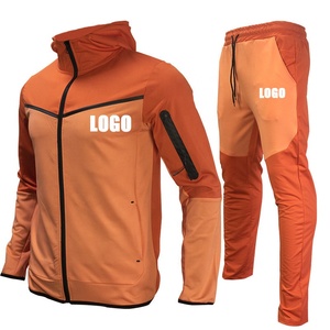 Survêtement de Jogging à capuche avec cordon de serrage pour hommes de haute qualité 100% coton solide respirant léger tenue de sport d'hiver contraste - Product Image 5