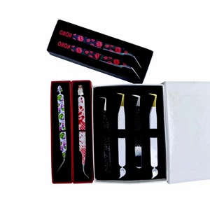Pince à épiler pour cils GETUP BROSONS IMPEX 90/curve/isolation en acier inoxydable de haute qualité, plusieurs couleurs, pointe lisse, poignée diamantée - Product Image 1