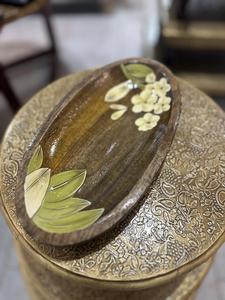 ถาดไม้ทรงรีสีเขียวพร้อมขอบธรรมชาติจานเสิร์ฟที่หรูหราทำด้วยมือ - Product Image 6