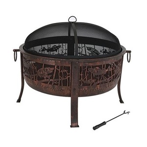 เตาไฟทำจากไม้กลางแจ้งทำด้วยมือทำจากโลหะรูปทรงกลมสำหรับลานสวนทำจากถ่านกลางแจ้ง - Product Image 2