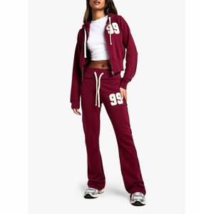 Custom Women 2 Piece Pant Set Sweatsuit Set Two Piece Cropped <b>Zip</b> <b>up</b> <b>Hoodie</b> and Pants Sets Velvet Tracksuit for Women - Product Image 6