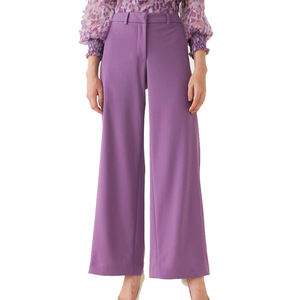 Pantalon drapé respirant vintage à taille élastique pour femme, pantalon d'été à jambe large et à longueur de cheville, pantalon décontracté de bureau, baggy grande taille - Product Image 1