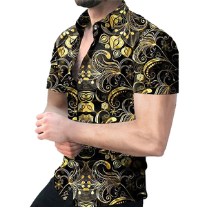 T-shirt à manches courtes pour hommes respirant décontracté imprimé d'été pour hommes avec col montant - Product Image 3