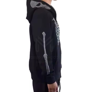 Sweat à capuche doublé pour homme, design optimal, épais, confortable, à manches classiques, avec strass, motif uni, polyester/coton, hiver - Product Image 6