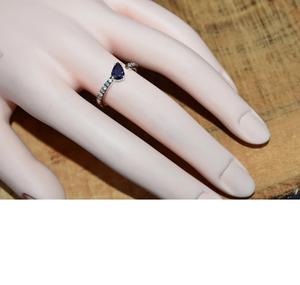 Iolite 925 Sterling Silver Christian Bohemian Wedding Ring Cut Gemstone Blue and Cubic Zirconia Gift for Her - Product Image 4