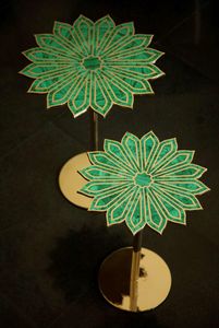 Mesa de centro de cuarzo con soporte de latón duradero Muebles para el hogar de piedras preciosas para sala de estar Dormitorio Escuela - Product Image 5