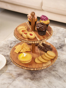 Elegante Soporte para Tartas de Madera de 2 Niveles con Pedestal Resistente, Ideal para Decoración de Cumpleaños, Bodas y Eventos - Product Image 1