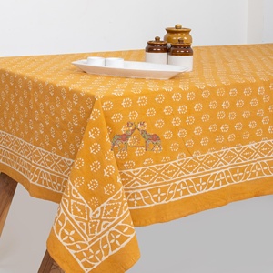 High Quality Hand Block Printed Floral Dabu Print Design Cotton <b>Tablecloth</b> HandcraftedTraditional Heritage Table Cover for Home - Product Image 4