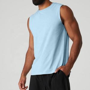 Camiseta deportiva sin mangas atlética para hombre, mezcla de algodón transpirable con estampado personalizado, ajuste de rendimiento de gimnasio de verano - Product Image 2