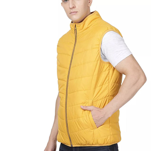 Chaqueta acolchada de invierno personalizada para hombre, chaleco acolchado sin mangas, tela larga de burbujas, estilo informal, nailon cálido, Color sólido - Product Image 6
