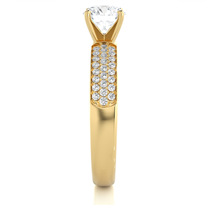 El último y elegante anillo solitario de oro de 14kt, Diamante de laboratorio precioso real de 1.29ct con ajuste de pavé para compromiso para mujeres y hombres - Product Image 5