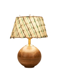 Abat-jour de table classique pour la décoration salon chambre bureau bois naturel métal forme ronde éclairage intérieur lampe de table - Product Image 2