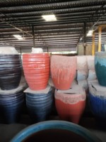 [Ruby Linh]-Atlantis Gelembung Glazed Kontemporer untuk Pot Bunga Balkon-Penanam Tanaman Atlantis Keramik Pedesaan