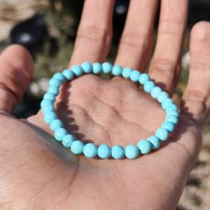 8mm Blue Turquoise Stone Beads Handmade Luxury Silver Plated Adjustable Elastic Line Bracelets Classic Fashion Jewelry Women <b>Men</b> - Product Image 2