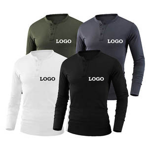 Camisetas de manga larga para hombre de alta calidad 100% algodón personalizado cuello redondo talla grande ropa de gimnasio Color sólido precio al por mayor estilo informal - Product Image 1