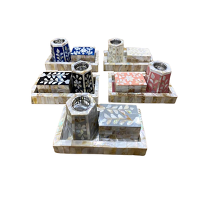 เครื่องเขียน mabkhara bakhoor ในเตาไม้และแม่ของไข่มุกมาบคาร่าพร้อมกล่องอะคริลิคและถาด - Product Image 2