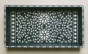 Bandeja de servicio con incrustaciones de hueso de diseño floral para Navidad Bandeja de patrones elegantes para ocasiones - Product Image 2