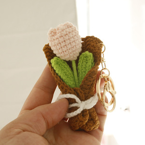 Tinh Tế Mới Tay Dệt Hoa Bó Hoa <span class=keywords><strong>Keychain</strong></span> Sợi Móc Chìa Khóa Chuỗi Sáng Tạo Handmade Hoa Túi Mặt Dây Chuyền - Product Image 4