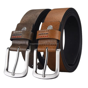 Ceinture décontractée vintage en cuir de vachette vieilli avec boucle en fer, largeur 38 mm, style rétro robuste pour homme - Product Image 6